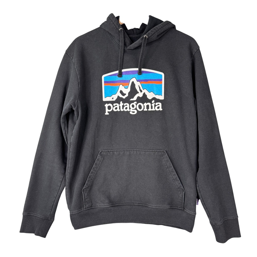 Patagonia Mens P-6 Logo Uprisal Hoody Black Pullover Sweatshirt Medium 39622